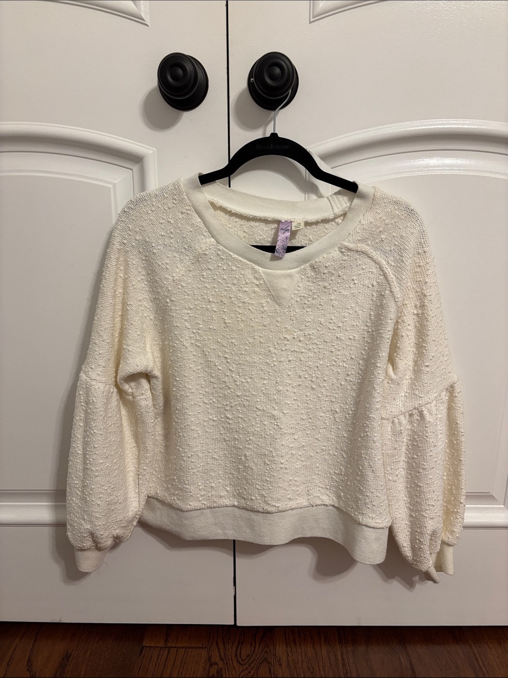 Alya Cream Textured Bubble-Knit Sweatshirt